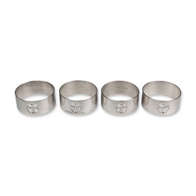 Set of Four Cutajar Works Maltese Silver-Plated Napkin Rings
