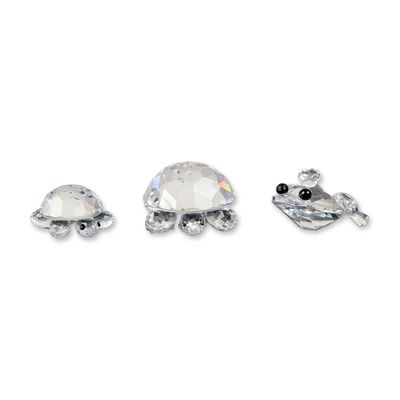 3pc Swarovski Silver Crystal Frog and Tortoise Figurines