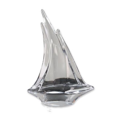 Daum France Modernist Crystal Sailboat Sculpture