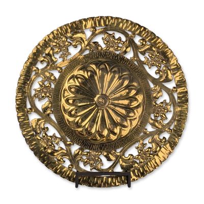 Italian Gilt Metal Floral Wall Plaque
