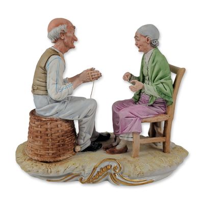 Italian Porcelain Elderly Couple Figurine