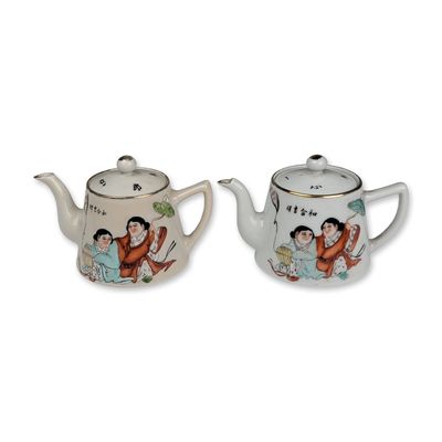 Pair of Chinese Republic Period Porcelain Teapots