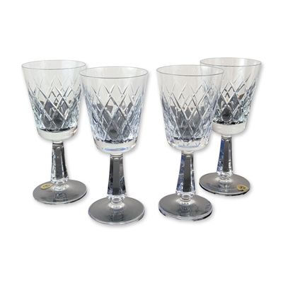 4pc Clontarf Crystal Irish Hand-Cut Wine Goblets
