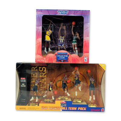 2pc Vintage Kenner and Mattel Basketball Action Figure Sets