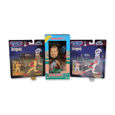3pc Hasbro Starting Lineup 1999 Baseball Figurines and Corinthian Bobblehead