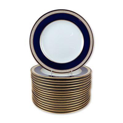 16pc Spode Copeland Cobalt and Gold Dinner Plates
