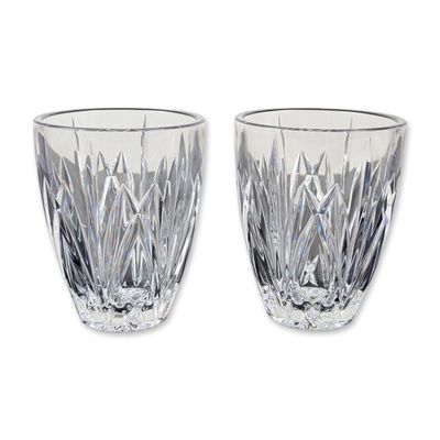 2pc Marquis by Waterford Brookside Crystal Hurricane Vases