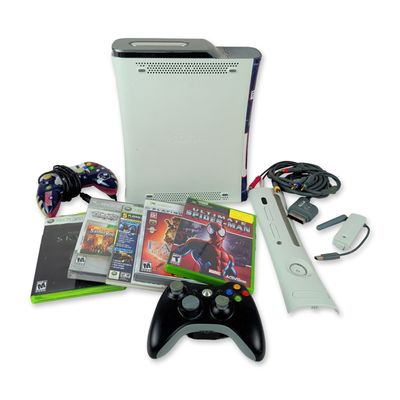Microsoft Xbox 360 Console, New York Giants Accessories, and Video Game Bundle