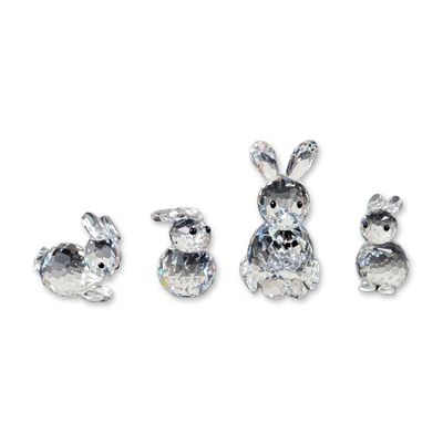 4pc Swarovski Silver Crystal Rabbit Figurines