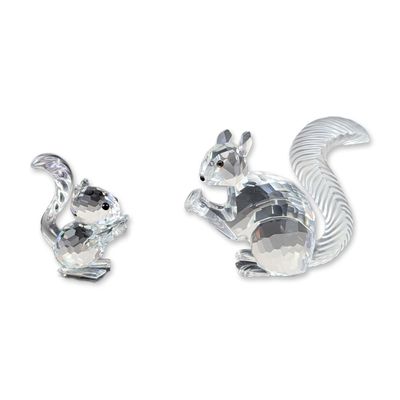 2pc Swarovski Crystal SCS 10th Anniversary Squirrel and Silver Crystal Squirrel