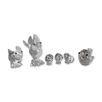 Group of 4 Boxed Swarovski Silver Crystal Figurines- Rooster, Hens, and Chicks