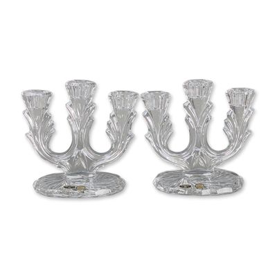 Pair of Bohemia Czech Lead Crystal Candelabras