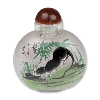 Late 20th Century Chinese Inside-Painted Glass Snuff Bottle