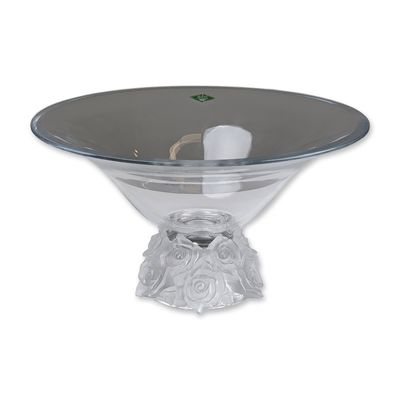 Shannon Crystal Frosted Rose Pedestal Bowl