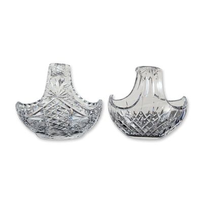 2pc Waterford Lismore and Ornate Cut Crystal Baskets