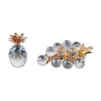 2pc Swarovski Silver Crystal Fruit Figurines Group