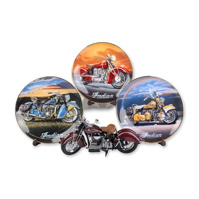 4pc Franklin Mint 1942 Indian Motorcycle Model plus Royal Doulton Plate Set