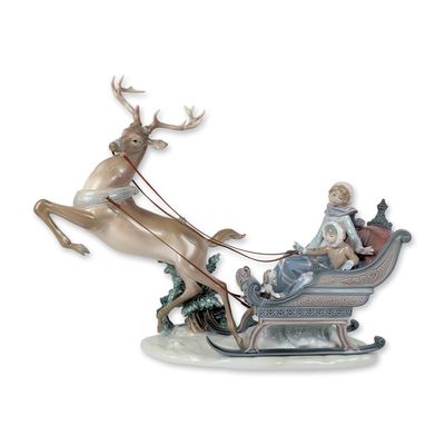 Lladro Spanish Porcelain Winter Wonderland Figural Group