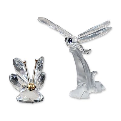 2pc Swarovski Silver Crystal Pollinator Figurine Set