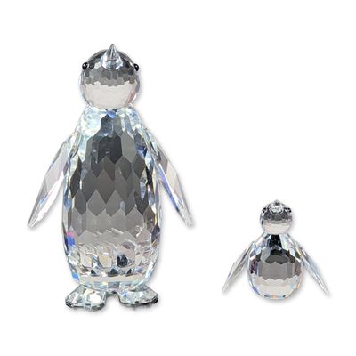 2pc Swarovski Silver Crystal Penguin Figurines