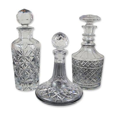 3pc Cut Crystal Decanters including Waterford