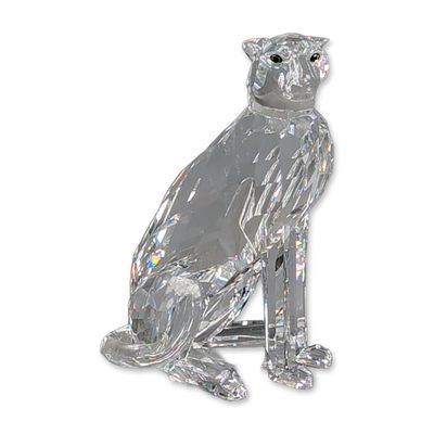 Swarovski Silver Crystal Figurine, Seated Cheetah