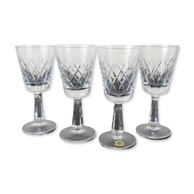 4pc Clontarf Crystal Irish Hand-Cut Stemmed Goblets