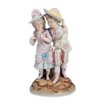 Porcelain Courting Couple Figural Sculpture