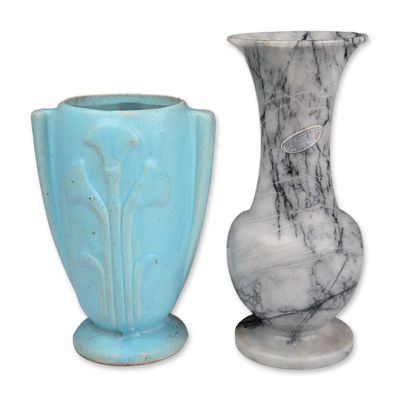 Two Ceramic and Marble Vases
