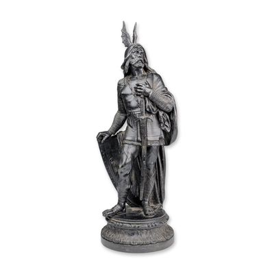 Late 19th Century Inspired Historicist Cast Metal Medieval Knight Sculpture