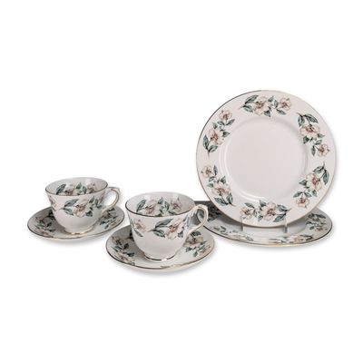 6pc Crown Staffordshire England Bone China Floral Tea Service