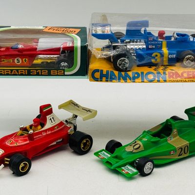 4 Vintage Friction Formula 1 Racing Cars
