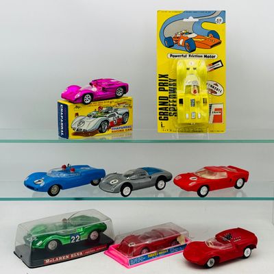 8 Vintage Friction Powered Sport Racing Cars