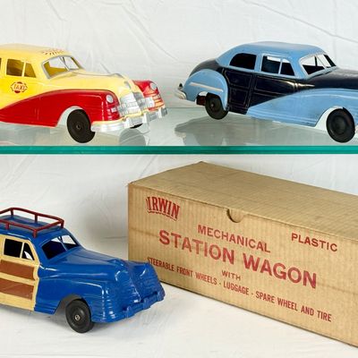 3 Irwin Mechanical Plastic Toy Vehicles with Original Box