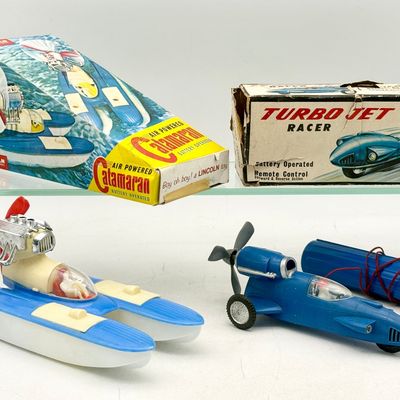 2 Vintage Boxed Hong Kong Battery Operated Plastic Toys