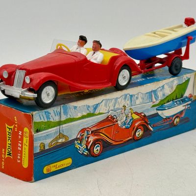 Lucky Toys M.G. Midget Sports Car and Boat Trailer Set