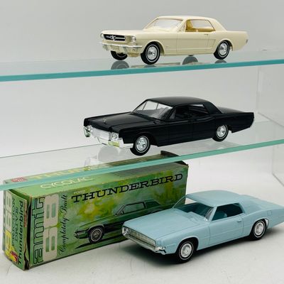 3 Vintage AMT Ford and Lincoln Promo Model Cars
