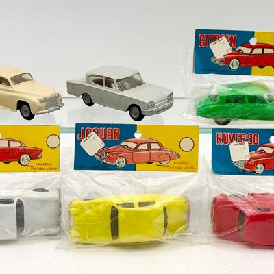 6 Vintage Hong Kong Plastic Friction Toy Cars