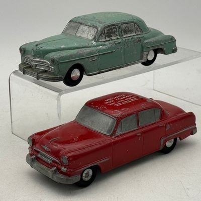 2 Vintage Banthrico Promotional Cast Metal Model Cars