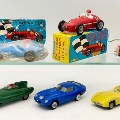 5 Vintage Hong Kong Plastic Toy Racing Cars