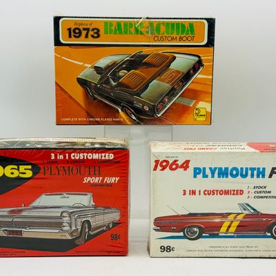 3 Vintage Palmer Plastics Plymouth Model Car Kits Factory Sealed