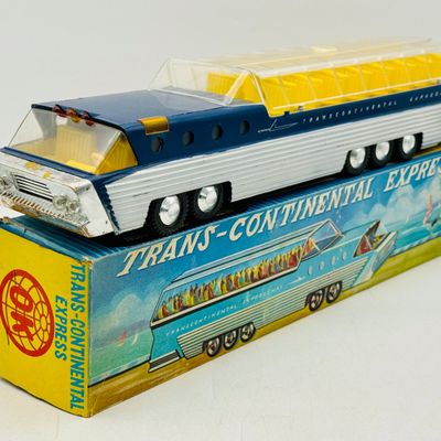 OK Toys #3354 Trans-Continental Express Friction Powered Toy Bus with Original Box