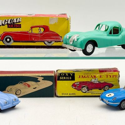3 Vintage HK Jaguar Model Cars with Original Boxes