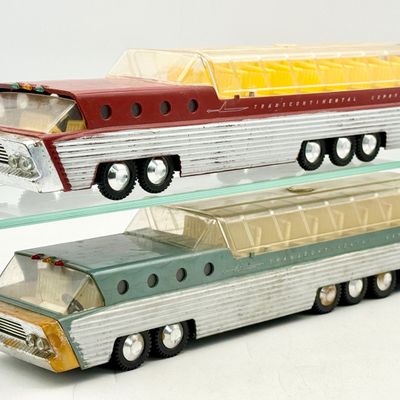 2 OK Toys #3354 Transcontinental Express Friction Powered Buses