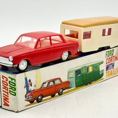 Clifford Toys 1964 Ford Cortina and Caravan Trailer with Original Box
