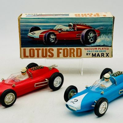 2 Marx Lotus Ford Friction Drive Cars with Box