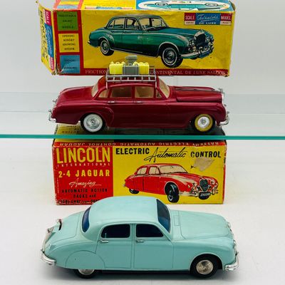2 Vintage Telsalda and Lincoln International Plastic Saloon Cars