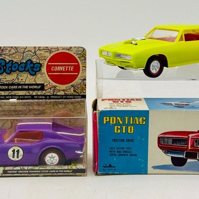 2 Vintage Cragstan Superstock Friction Powered Muscle Cars