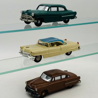 3 Mid-Century American Chevrolet and Cadillac Promo Toy Cars