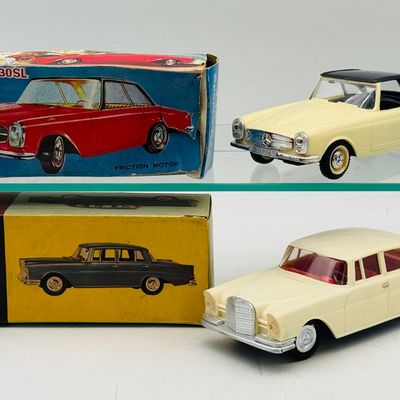 2 Vintage Hong Kong Mercedes-Benz Friction Powered Toys